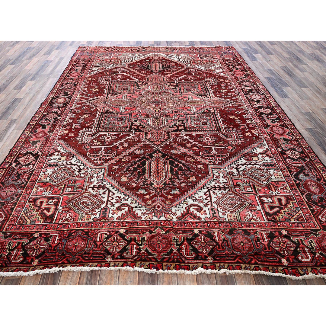 7'10" x 10'6" Vintage Hand Knotted Red Wool Rectangle Oriental Rug - MOA102280