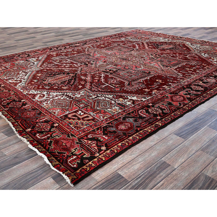 7'10" x 10'6" Vintage Hand Knotted Red Wool Rectangle Oriental Rug - MOA102280
