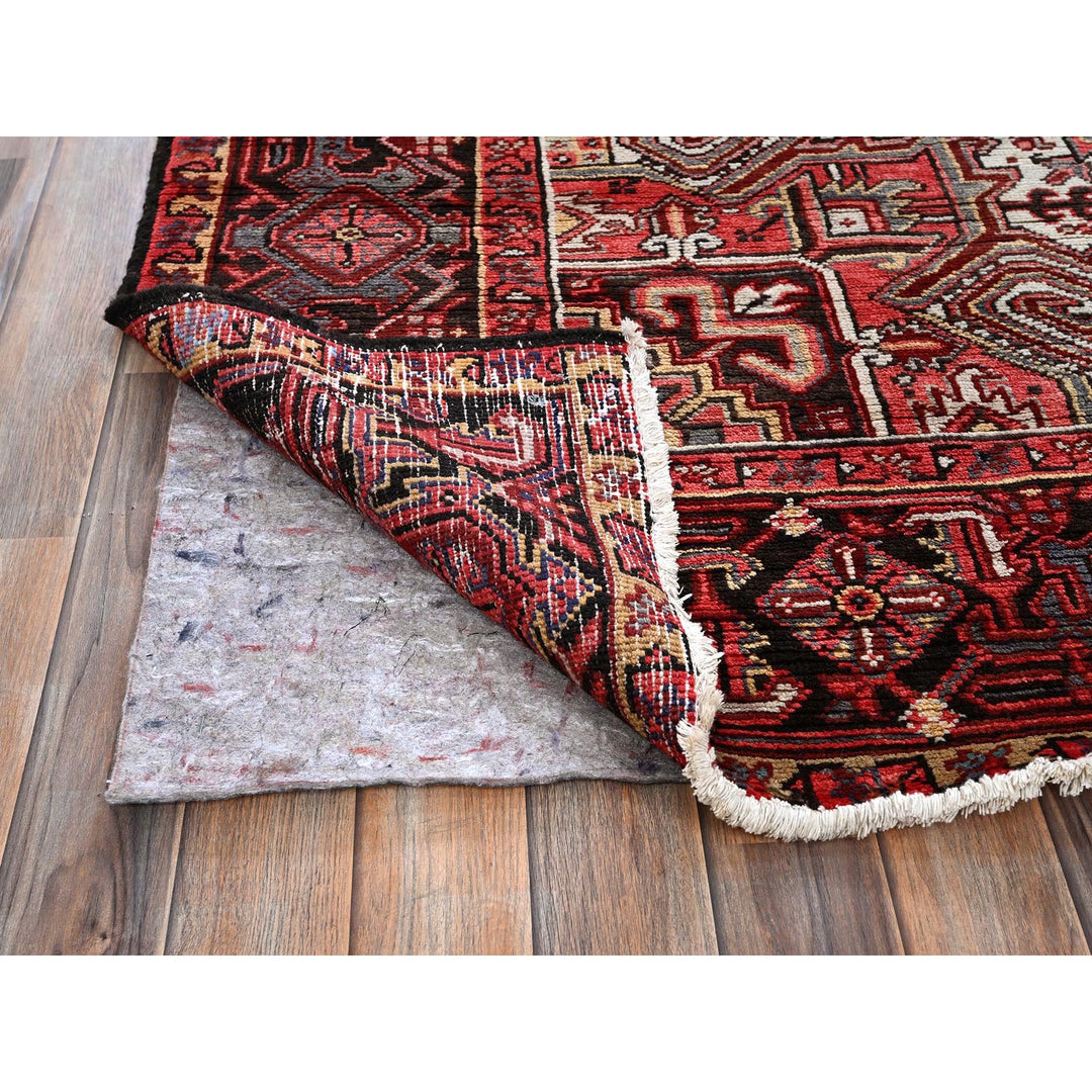 7'10" x 10'6" Vintage Hand Knotted Red Wool Rectangle Oriental Rug - MOA102280