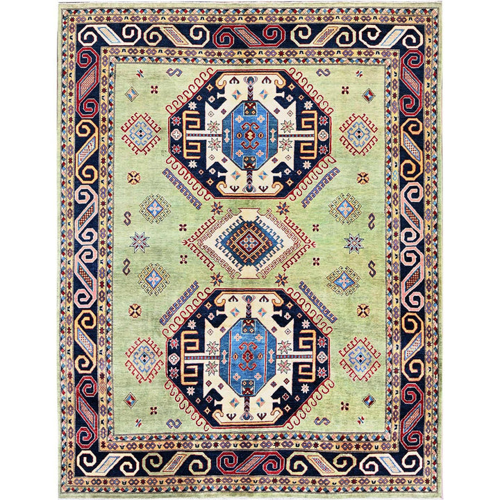 8'0" x 10'4" New Hand Knotted Green Wool Rectangle Oriental Rug - MOA102301
