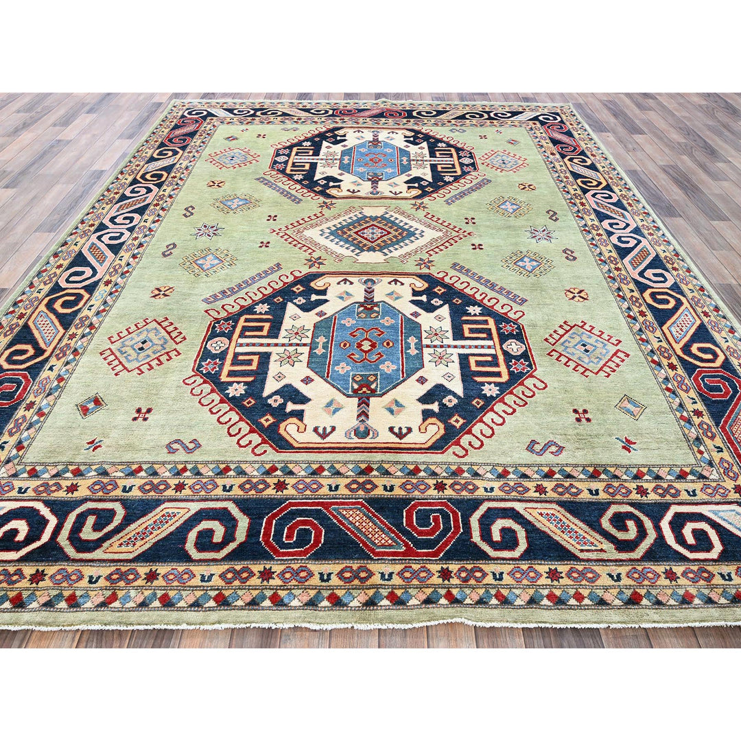 8'0" x 10'4" New Hand Knotted Green Wool Rectangle Oriental Rug - MOA102301
