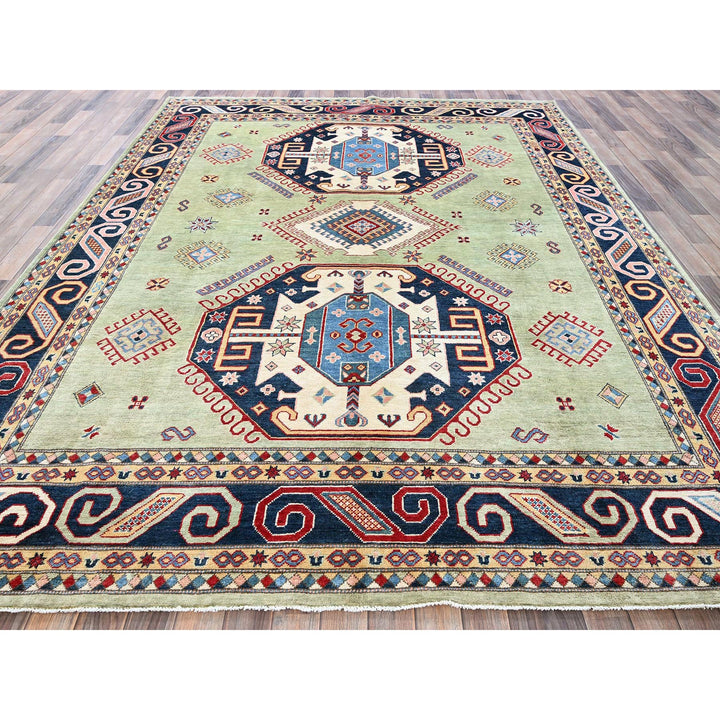 8'0" x 10'4" New Hand Knotted Green Wool Rectangle Oriental Rug - MOA102301