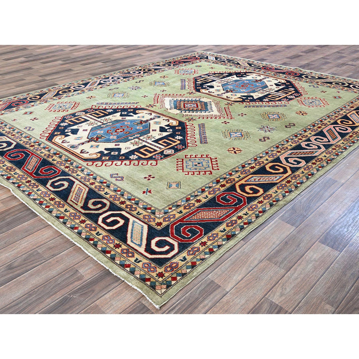 8'0" x 10'4" New Hand Knotted Green Wool Rectangle Oriental Rug - MOA102301
