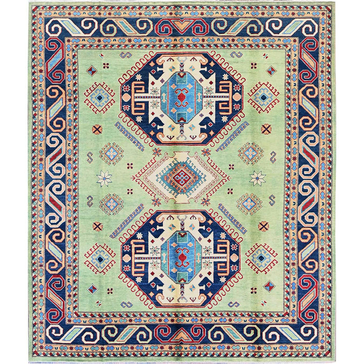 8'4" x 9'7" New Hand Knotted Green Wool Rectangle Oriental Rug - MOA102306