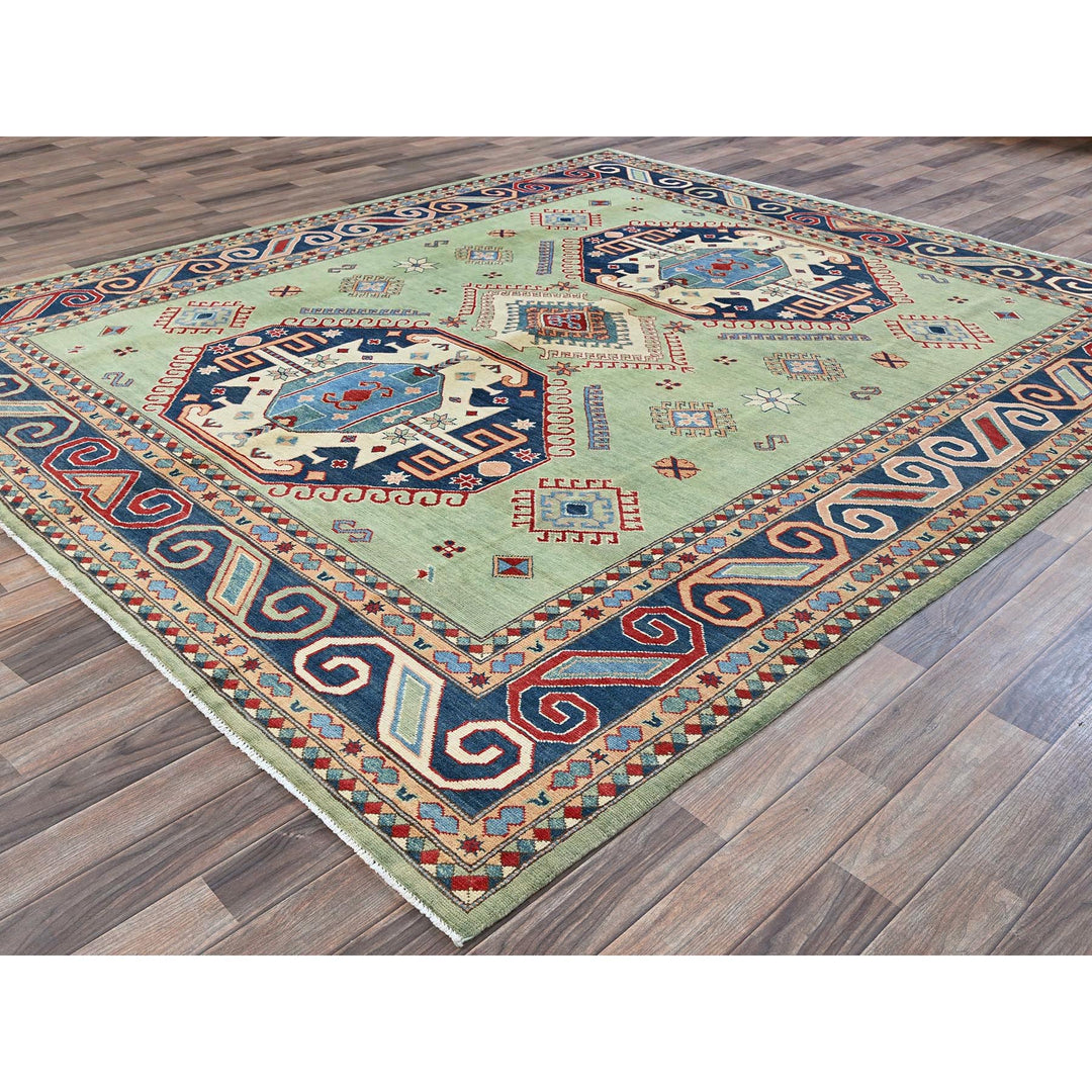 8'4" x 9'7" New Hand Knotted Green Wool Rectangle Oriental Rug - MOA102306