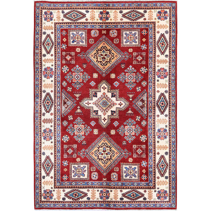 5'11" x 8'10" New Hand Knotted Red Wool Rectangle Oriental Rug - MOA102315