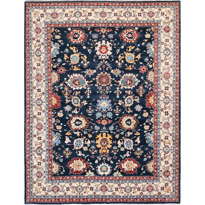 9'0" x 11'7" New Hand Knotted Blue Wool Rectangle Oriental Rug - MOA102317
