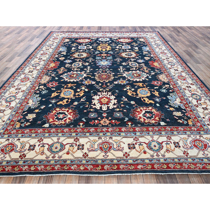 9'0" x 11'7" New Hand Knotted Blue Wool Rectangle Oriental Rug - MOA102317