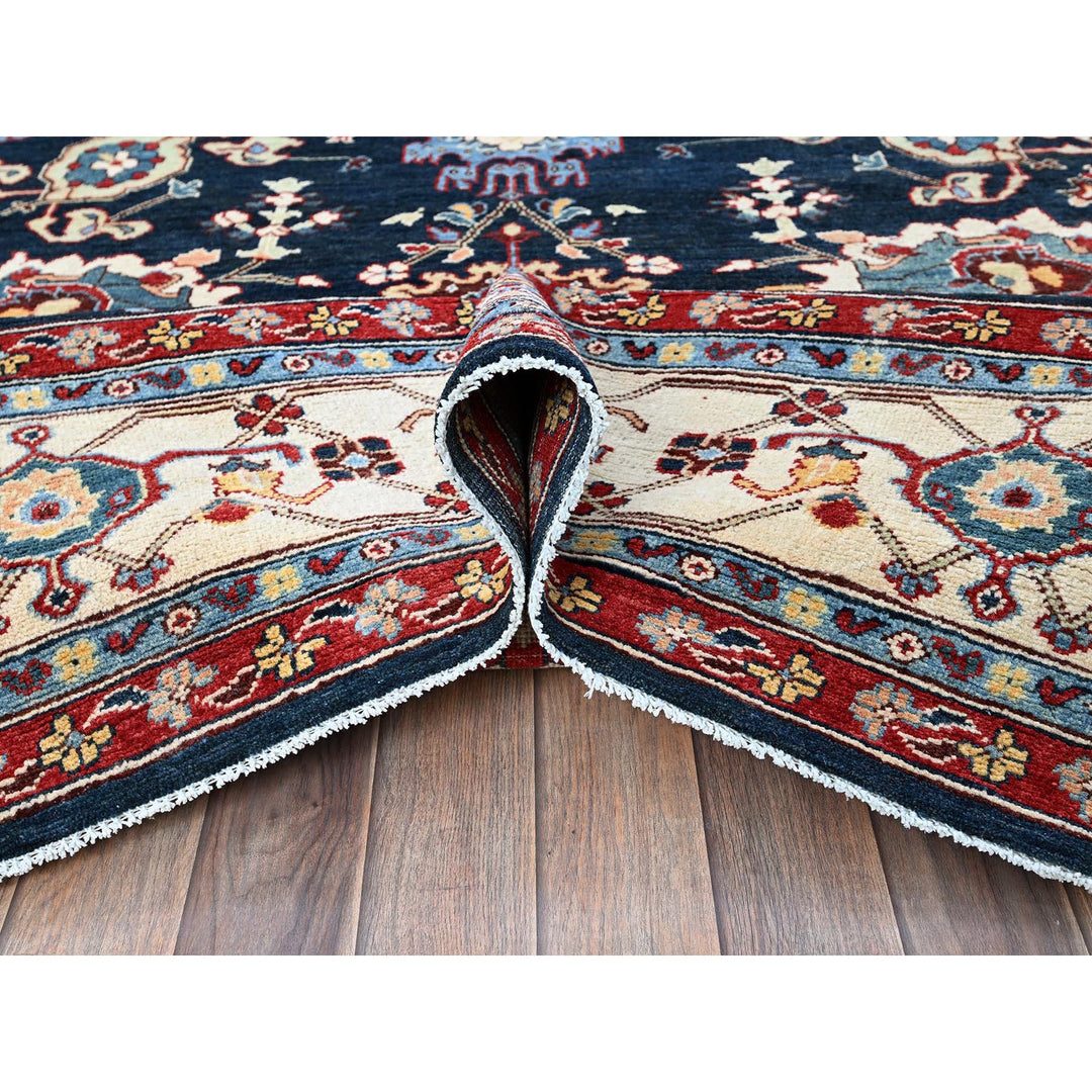9'0" x 11'7" New Hand Knotted Blue Wool Rectangle Oriental Rug - MOA102317