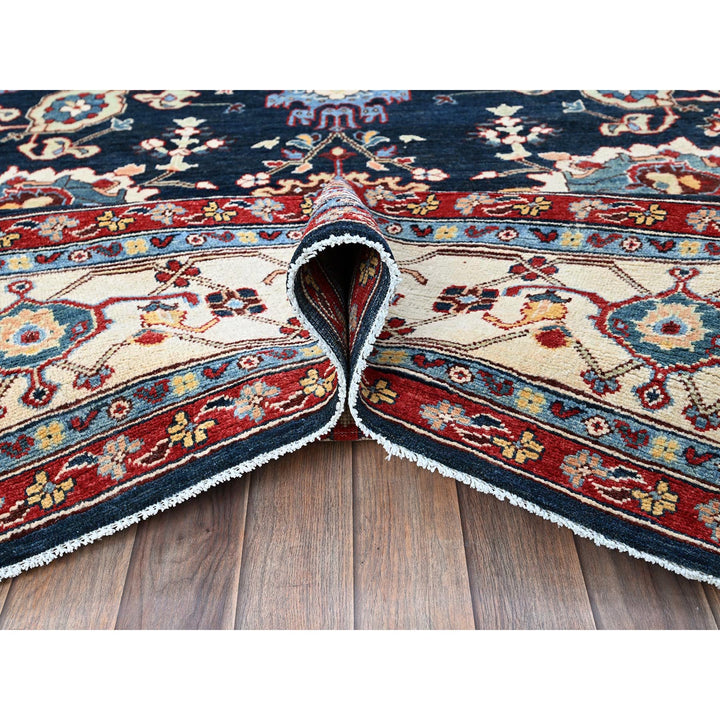 9'0" x 11'7" New Hand Knotted Blue Wool Rectangle Oriental Rug - MOA102317