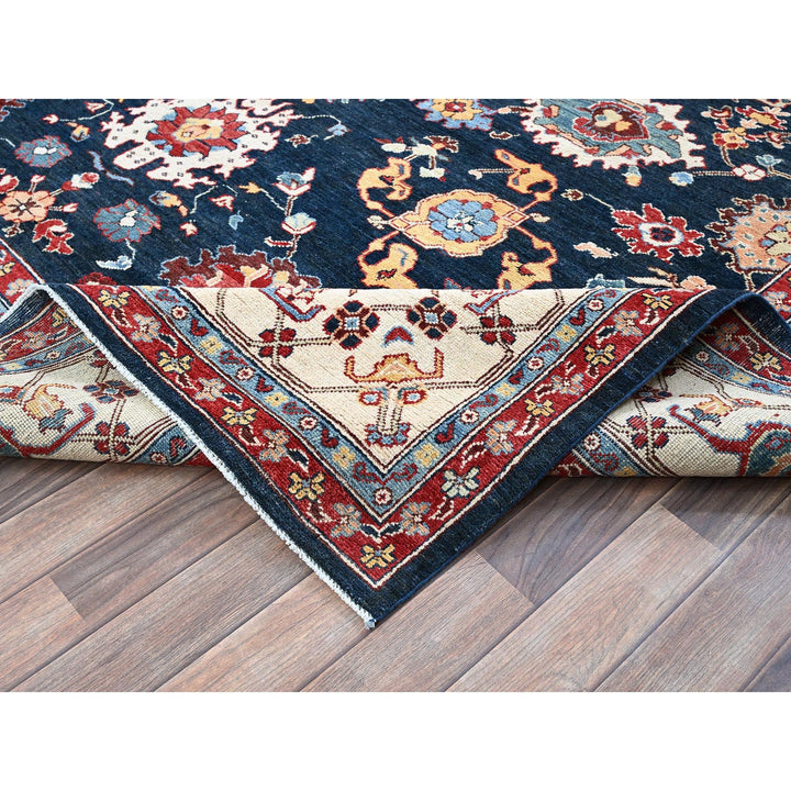 9'0" x 11'7" New Hand Knotted Blue Wool Rectangle Oriental Rug - MOA102317