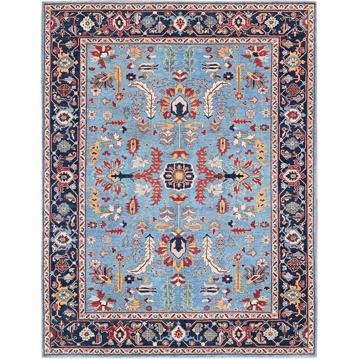 9'2" x 11'8" New Hand Knotted Blue Wool Rectangle Oriental Rug - MOA102318