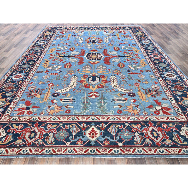 9'2" x 11'8" New Hand Knotted Blue Wool Rectangle Oriental Rug - MOA102318