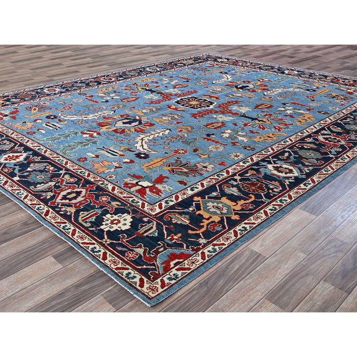 9'2" x 11'8" New Hand Knotted Blue Wool Rectangle Oriental Rug - MOA102318