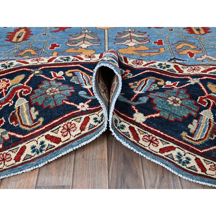 9'2" x 11'8" New Hand Knotted Blue Wool Rectangle Oriental Rug - MOA102318