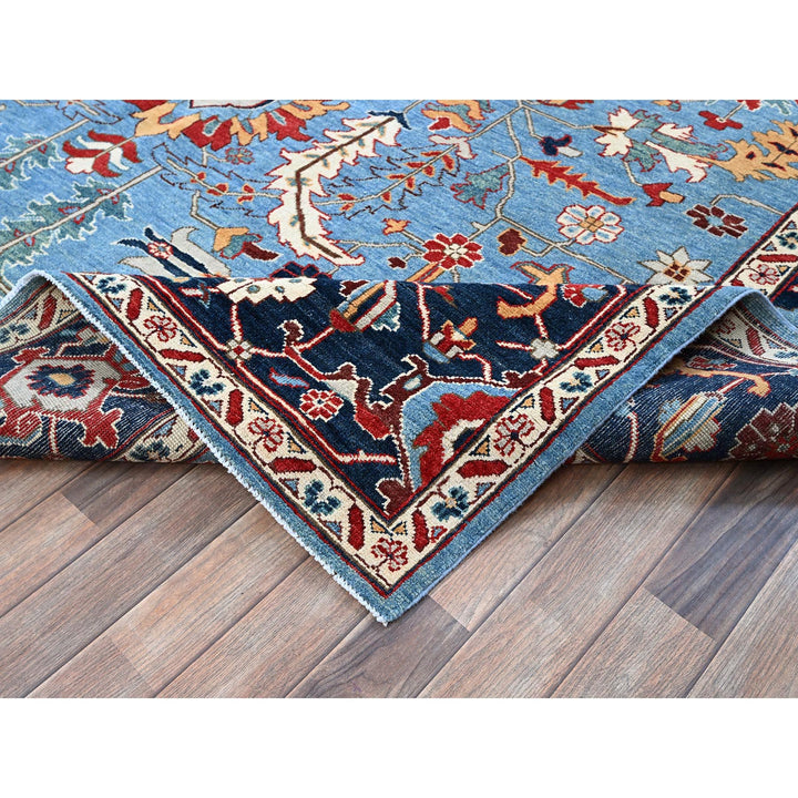9'2" x 11'8" New Hand Knotted Blue Wool Rectangle Oriental Rug - MOA102318