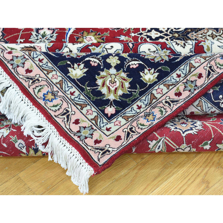 6'6" x 10'0" New Hand Knotted Red Wool & Silk Rectangle Oriental Rug - MOA10231957