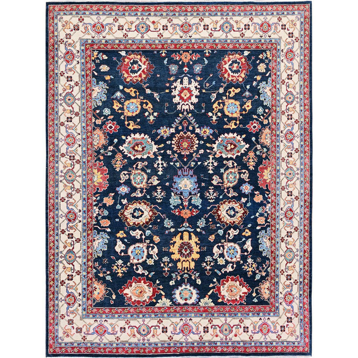 8'10" x 11'9" New Hand Knotted Blue Wool Rectangle Oriental Rug - MOA102320