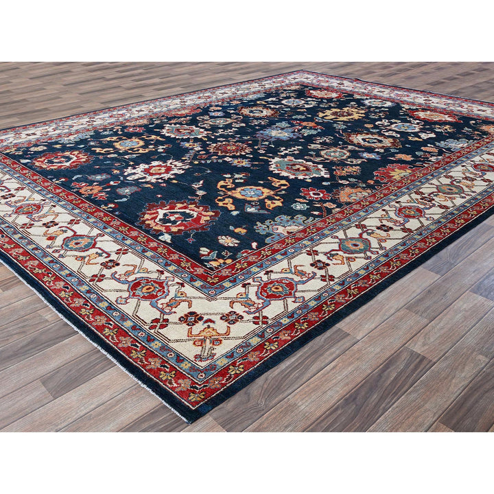 8'10" x 11'9" New Hand Knotted Blue Wool Rectangle Oriental Rug - MOA102320