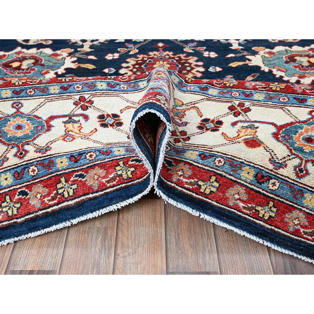 8'10" x 11'9" New Hand Knotted Blue Wool Rectangle Oriental Rug - MOA102320