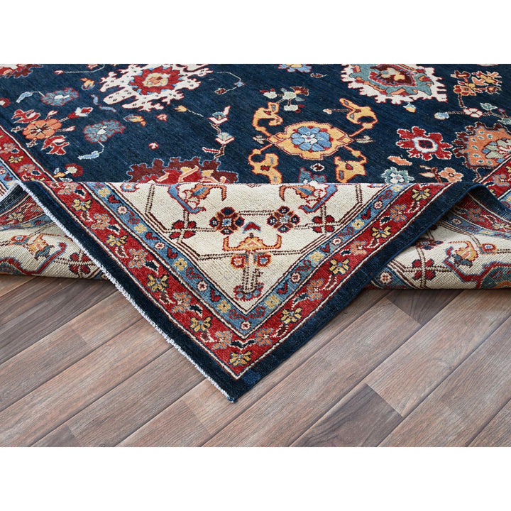 8'10" x 11'9" New Hand Knotted Blue Wool Rectangle Oriental Rug - MOA102320