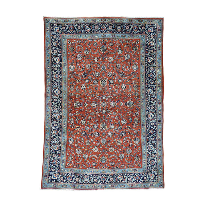 7'10" x 11'0" Vintage Hand Knotted Red Wool Rectangle Oriental Rug - MOA10232135