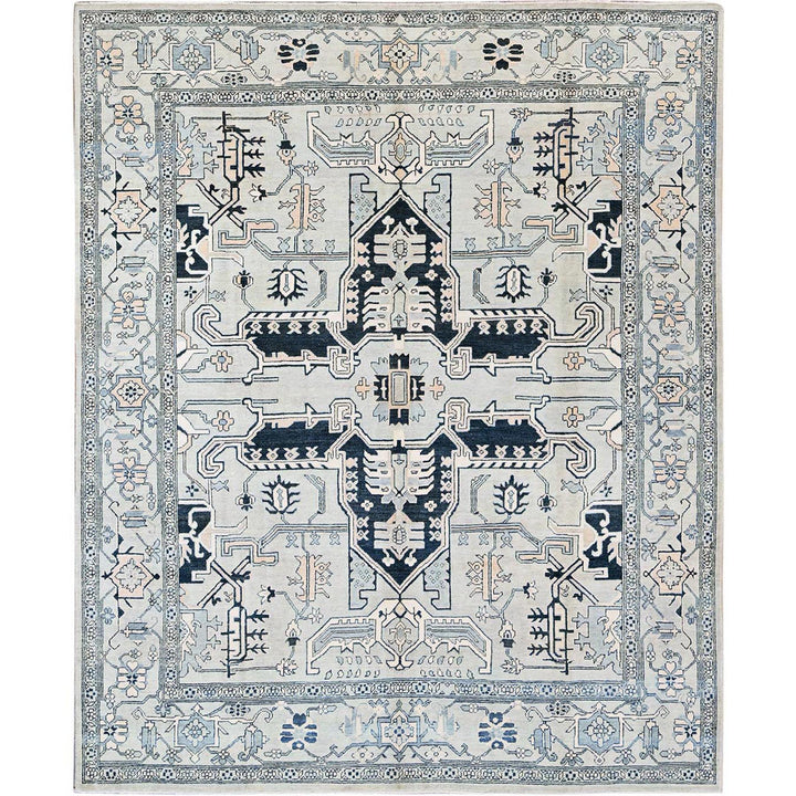 8'0" x 9'9" New Hand Knotted Grey Wool Rectangle Oriental Rug - MOA102321