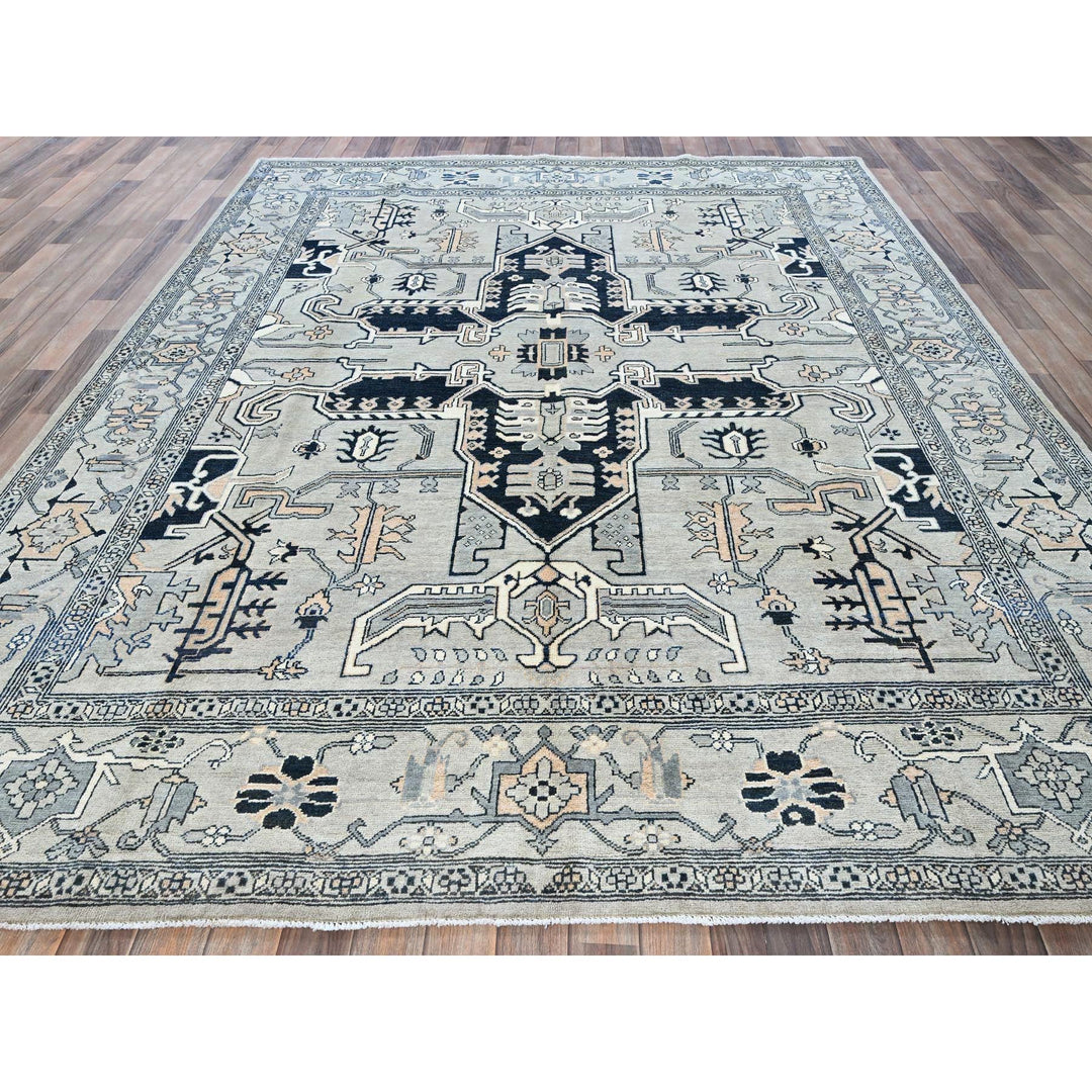 8'0" x 9'9" New Hand Knotted Grey Wool Rectangle Oriental Rug - MOA102321