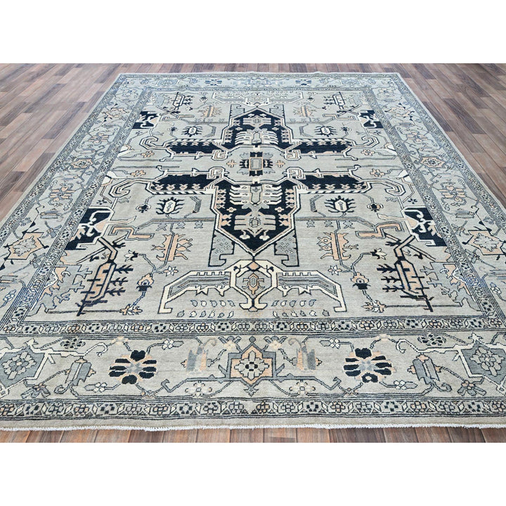 8'0" x 9'9" New Hand Knotted Grey Wool Rectangle Oriental Rug - MOA102321