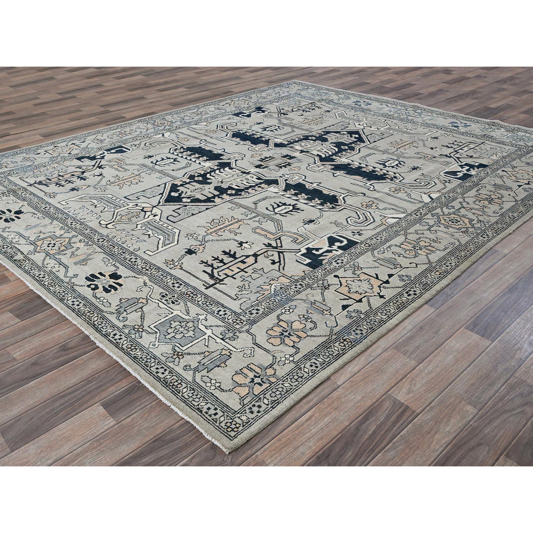 8'0" x 9'9" New Hand Knotted Grey Wool Rectangle Oriental Rug - MOA102321