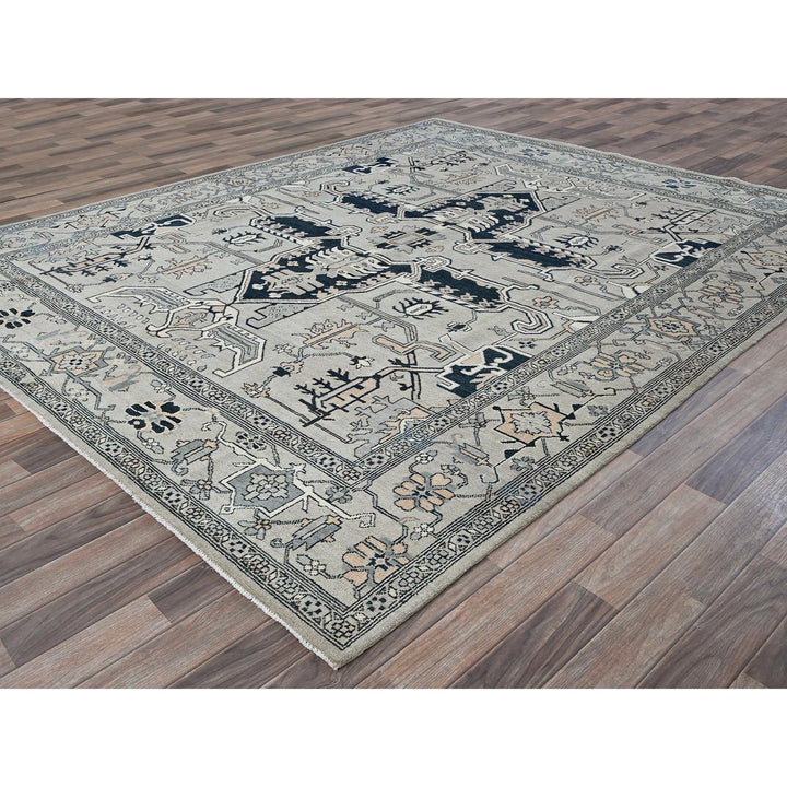 8'0" x 9'9" New Hand Knotted Grey Wool Rectangle Oriental Rug - MOA102321
