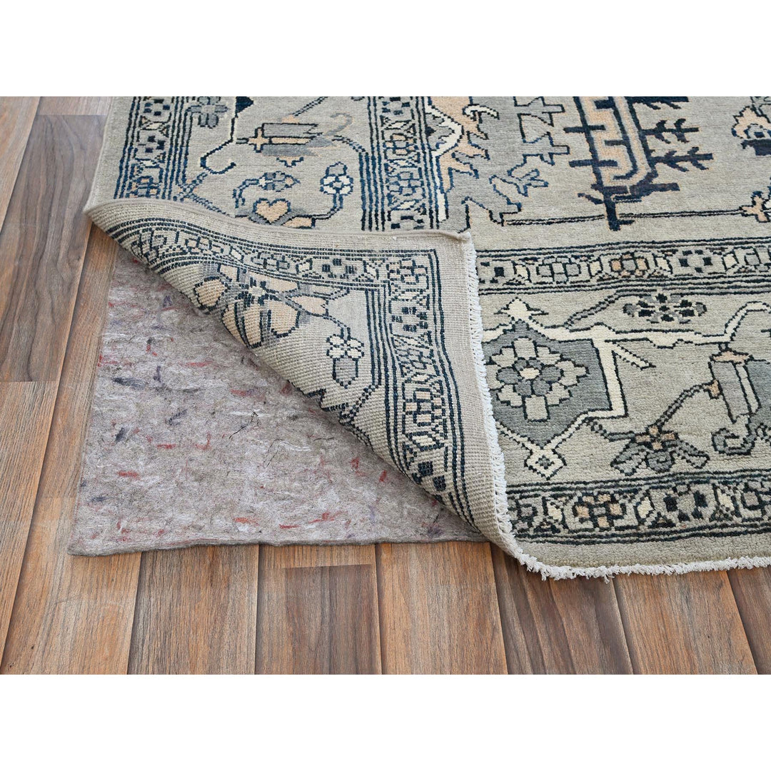 8'0" x 9'9" New Hand Knotted Grey Wool Rectangle Oriental Rug - MOA102321