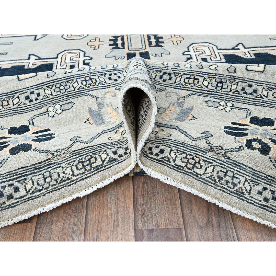 8'0" x 9'9" New Hand Knotted Grey Wool Rectangle Oriental Rug - MOA102321