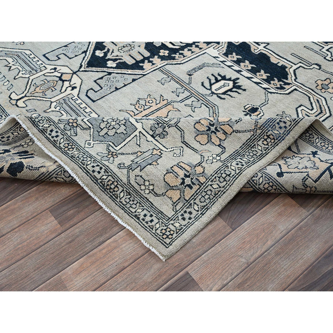 8'0" x 9'9" New Hand Knotted Grey Wool Rectangle Oriental Rug - MOA102321