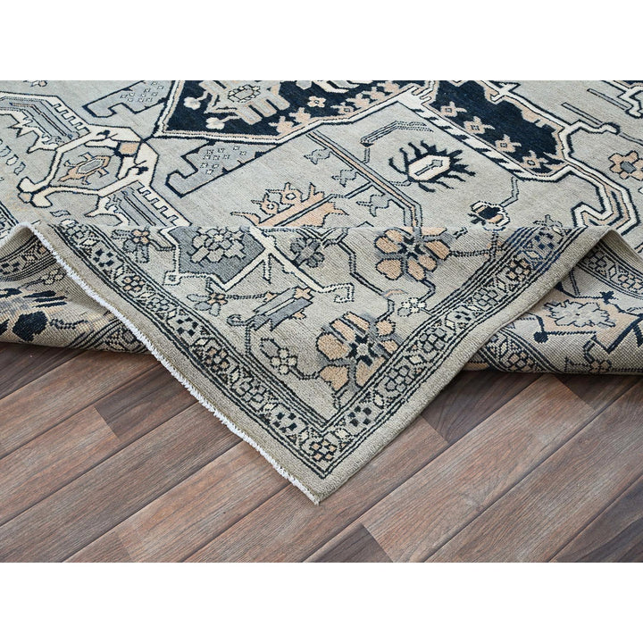 8'0" x 9'9" New Hand Knotted Grey Wool Rectangle Oriental Rug - MOA102321