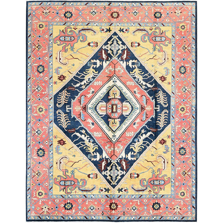 9'0" x 11'8" New Hand Knotted Blue Wool Rectangle Oriental Rug - MOA102322