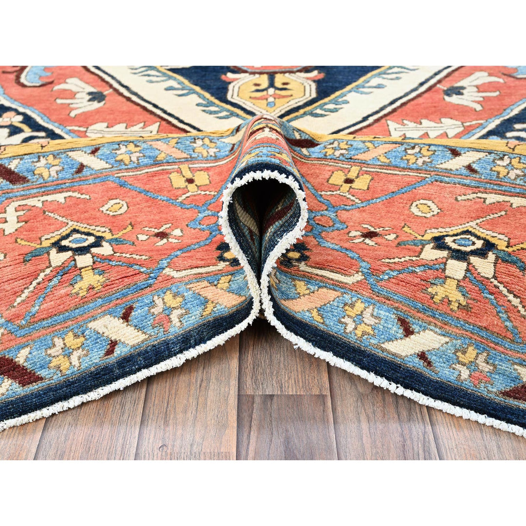 9'0" x 11'8" New Hand Knotted Blue Wool Rectangle Oriental Rug - MOA102322