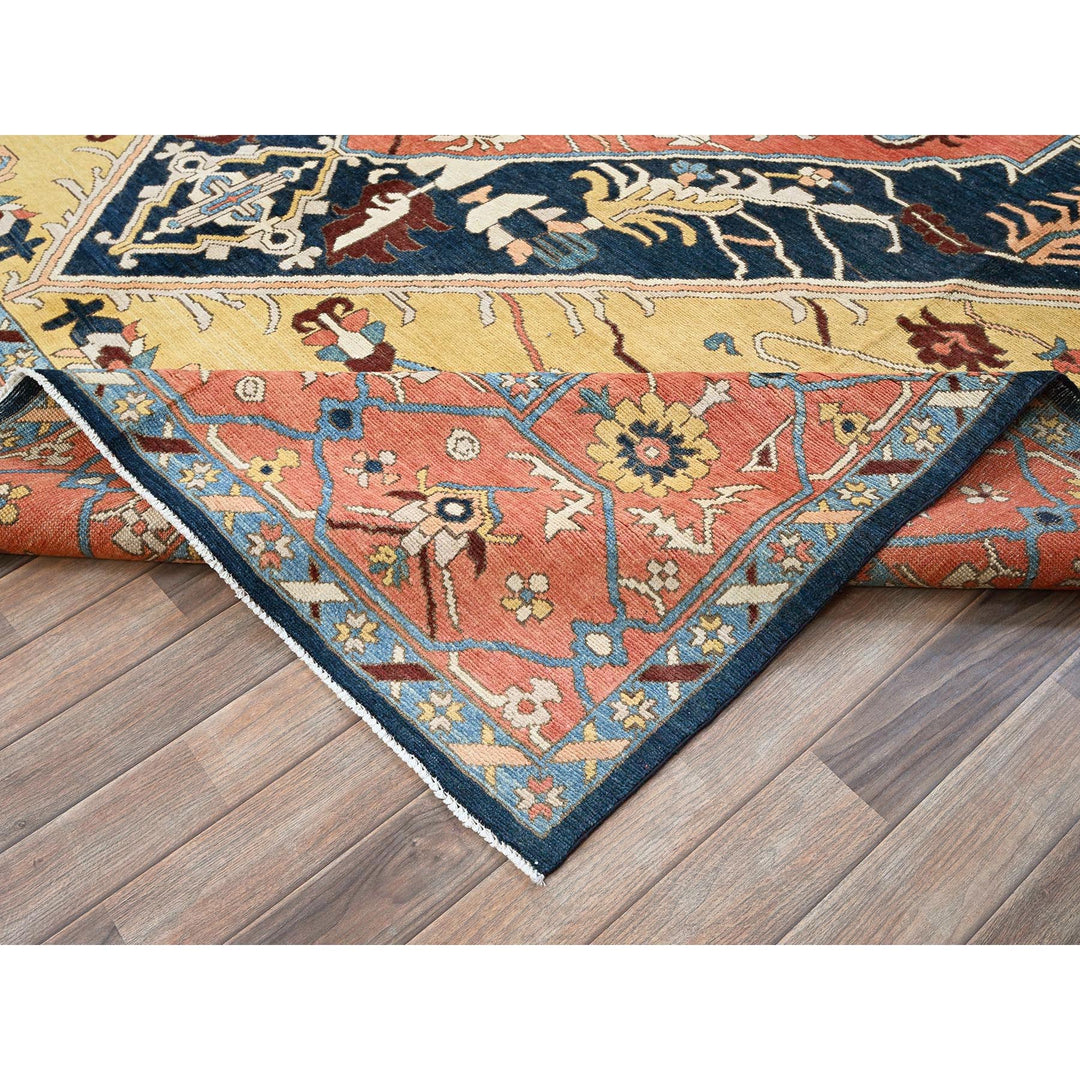 9'0" x 11'8" New Hand Knotted Blue Wool Rectangle Oriental Rug - MOA102322