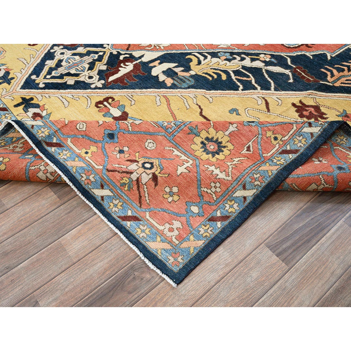 9'0" x 11'8" New Hand Knotted Blue Wool Rectangle Oriental Rug - MOA102322