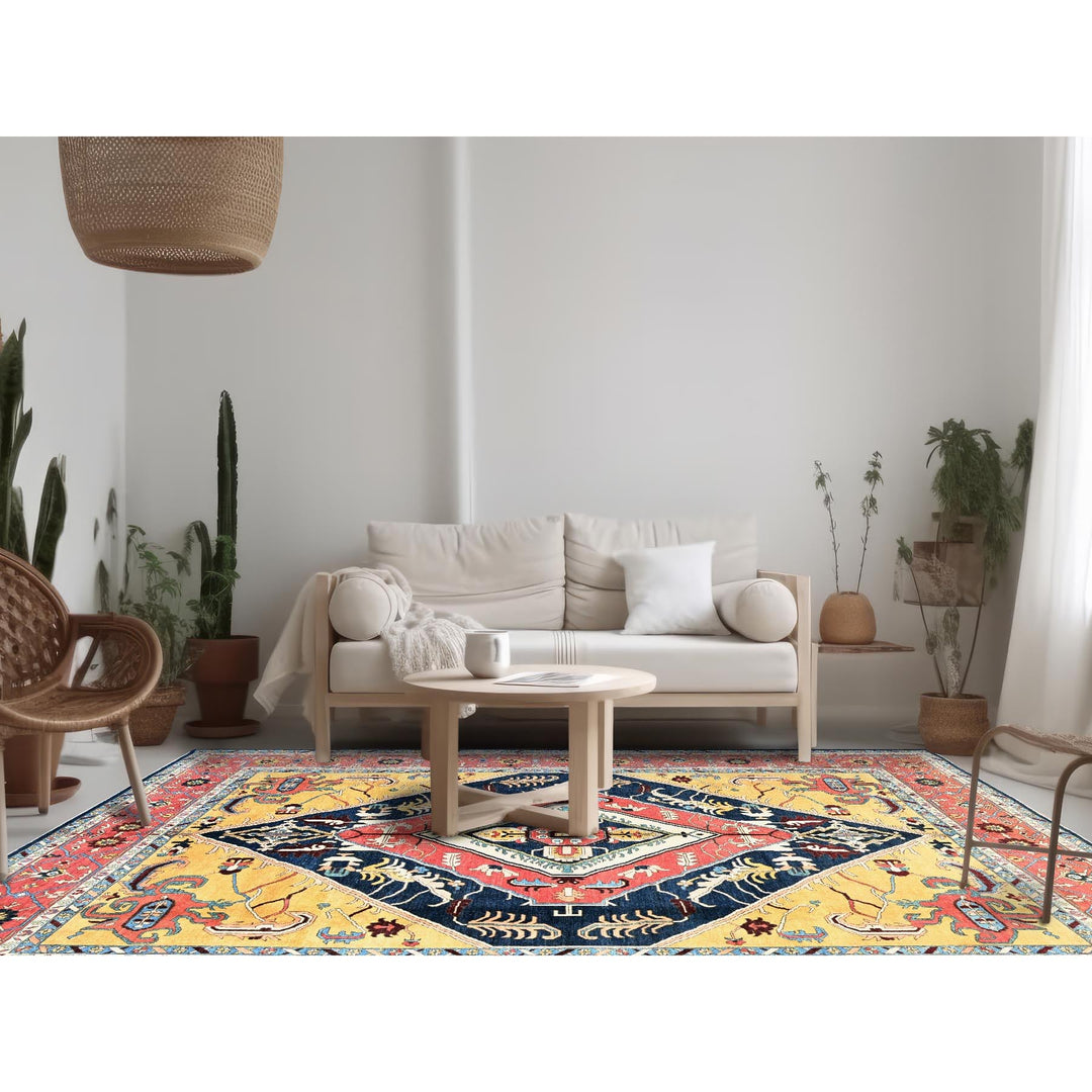 9'11" x 13'10" New Hand Knotted Blue Wool Rectangle Oriental Rug - MOA102323