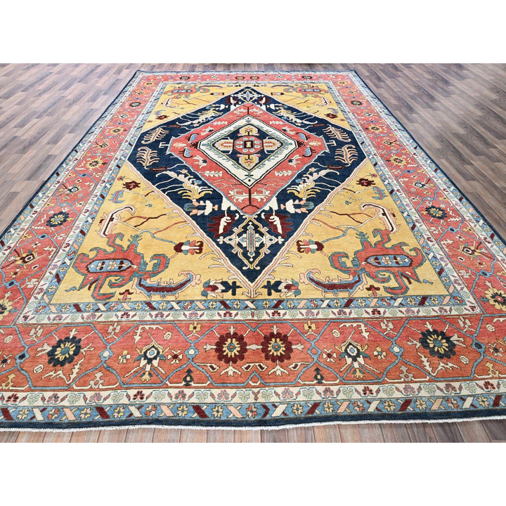 9'11" x 13'10" New Hand Knotted Blue Wool Rectangle Oriental Rug - MOA102323