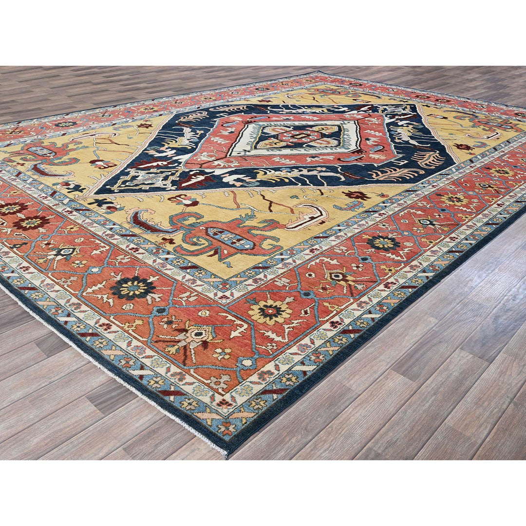 9'11" x 13'10" New Hand Knotted Blue Wool Rectangle Oriental Rug - MOA102323