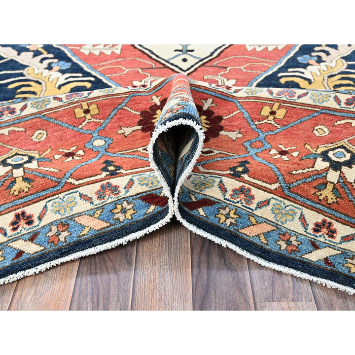 9'11" x 13'10" New Hand Knotted Blue Wool Rectangle Oriental Rug - MOA102323