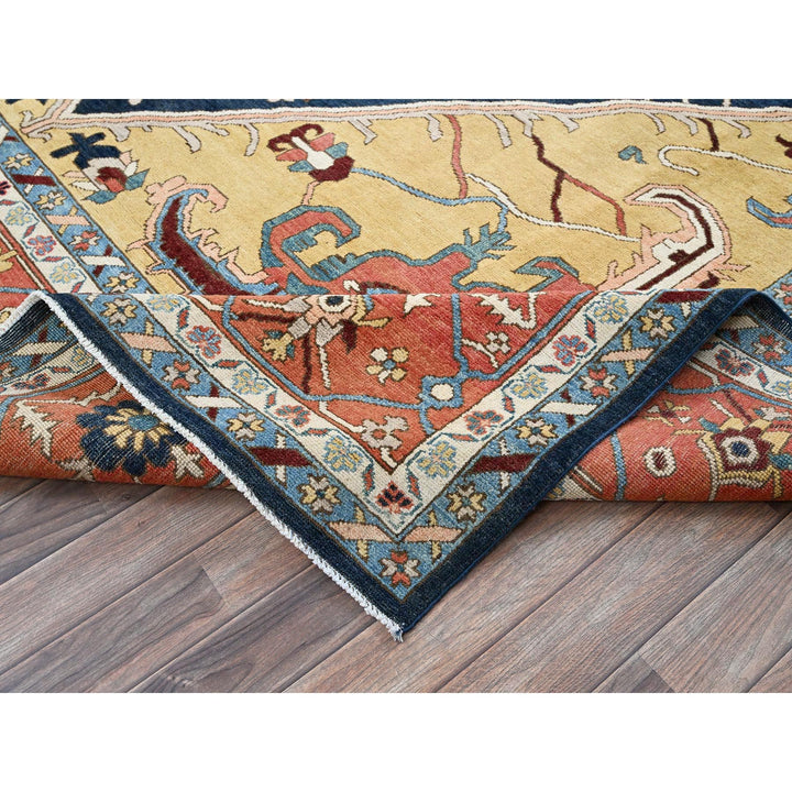 9'11" x 13'10" New Hand Knotted Blue Wool Rectangle Oriental Rug - MOA102323