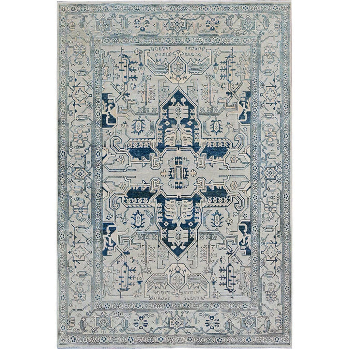 6'0" x 8'11" New Hand Knotted Grey Wool Rectangle Oriental Rug - MOA102324