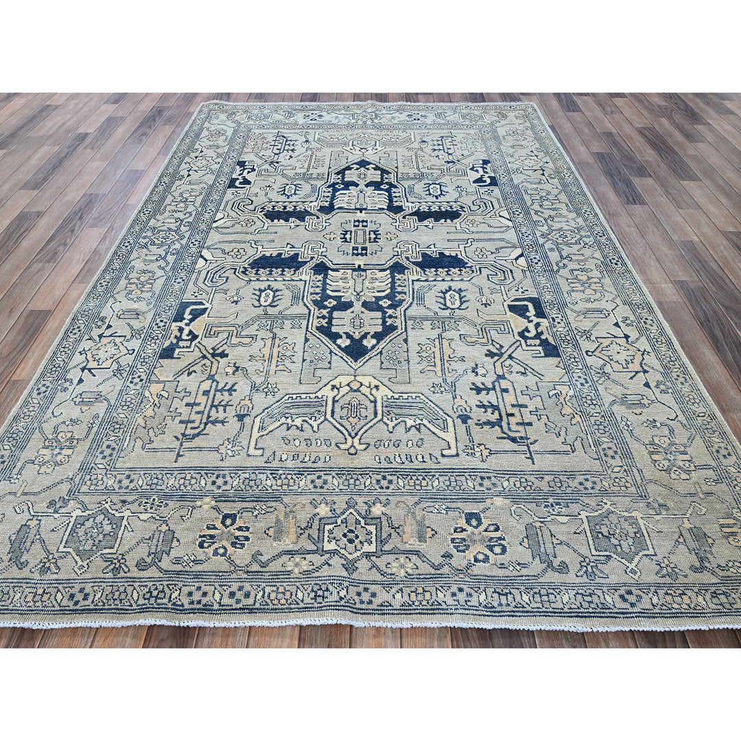 6'0" x 8'11" New Hand Knotted Grey Wool Rectangle Oriental Rug - MOA102324