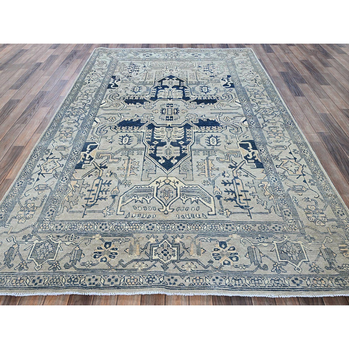 6'0" x 8'11" New Hand Knotted Grey Wool Rectangle Oriental Rug - MOA102324