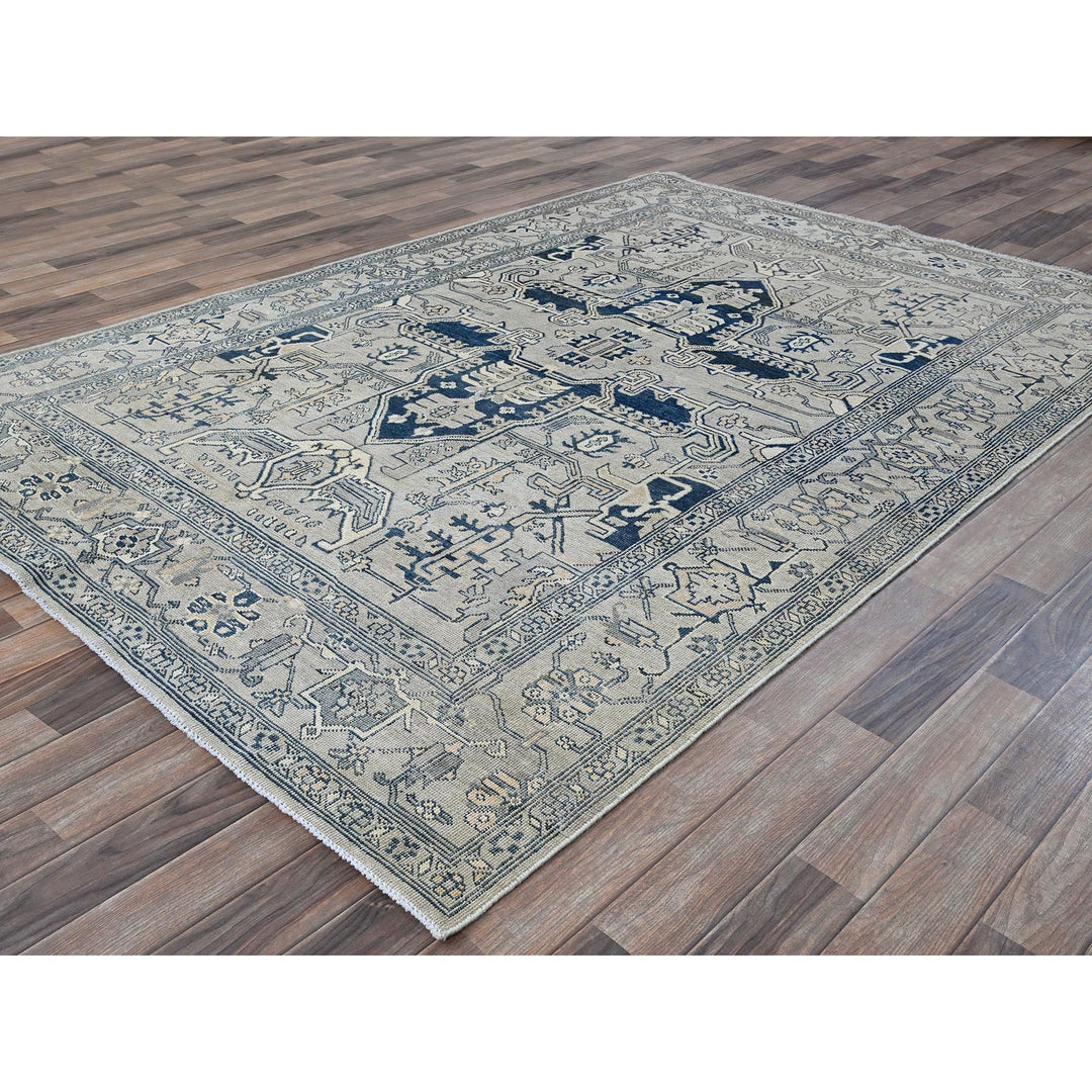 6'0" x 8'11" New Hand Knotted Grey Wool Rectangle Oriental Rug - MOA102324