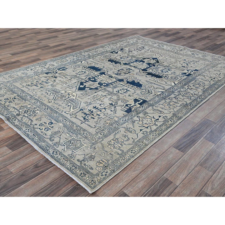 6'0" x 8'11" New Hand Knotted Grey Wool Rectangle Oriental Rug - MOA102324