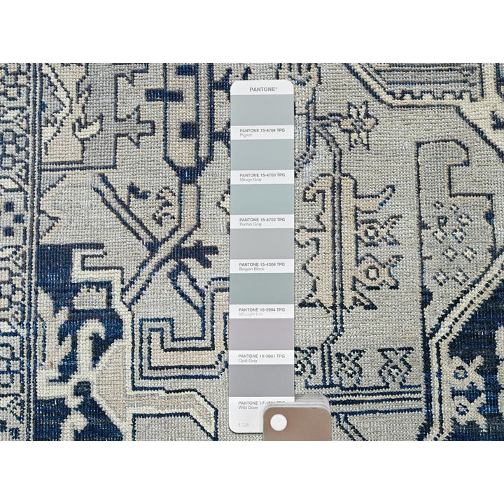 6'0" x 8'11" New Hand Knotted Grey Wool Rectangle Oriental Rug - MOA102324